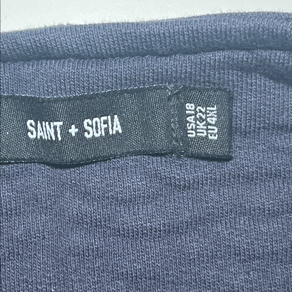 Saint + Sofia Organic Cotton Biker Jacket in Navy Red/Orange Stripe US 18 - Picture 10 of 14